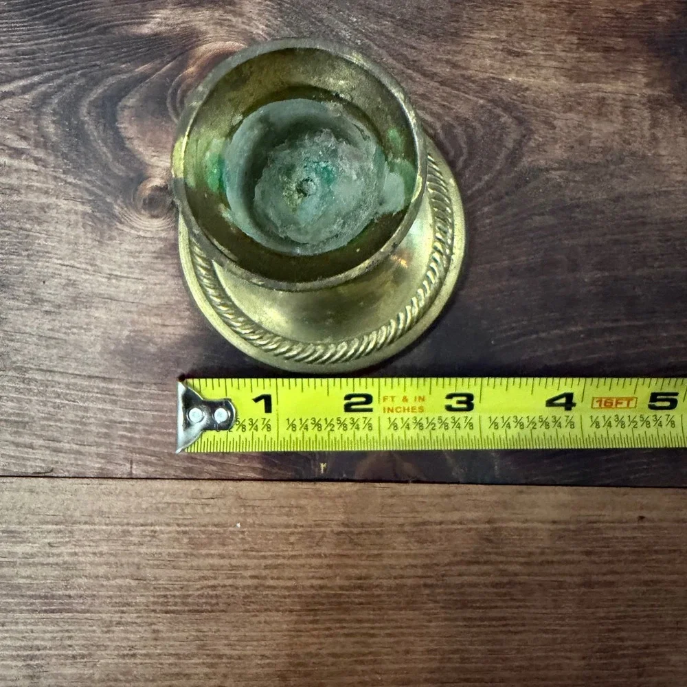 Vintage Solid Brass Taper Candlestick Holder Rope Twist Base READ